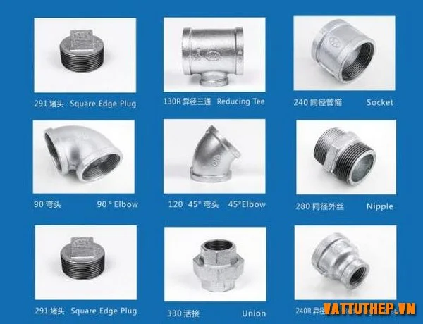 Phu kien ren ma kem MI fittings Phụ kiện ống thép mạ kẽm nối ren